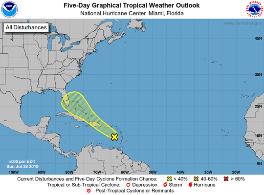 Tropical depression odds grow to 60 percent for Atlantic storm, 2nd closer wave could bring weekend rain