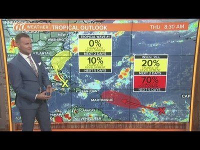 Tracking 2 tropical waves in the Caribbean, Atlantic Ocean