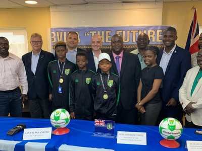 FIFA President Infantino arrives in the British Virgin Islands