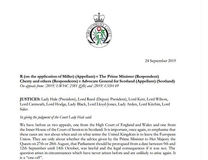 Boris Johnson's suspension of parliament unlawful, supreme court rules