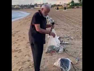 Indian Prime Minister video-plogs, hundreds participate in Mumbai beach clean-up