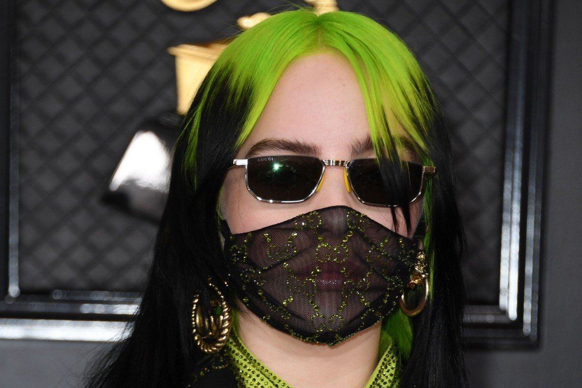 Going viral: Billie Eilish is all Gucci at the Grammy Awards, from nails to face – the singer wears a mask