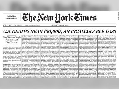 New York Times publishes names of 1,000 lives lost to coronavirus