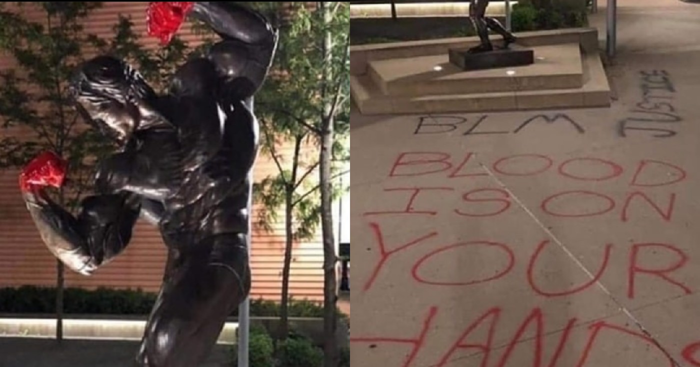Arnold Schwarzenegger Statue Vandalized During Protests: 'Blood Is On Your Hands'