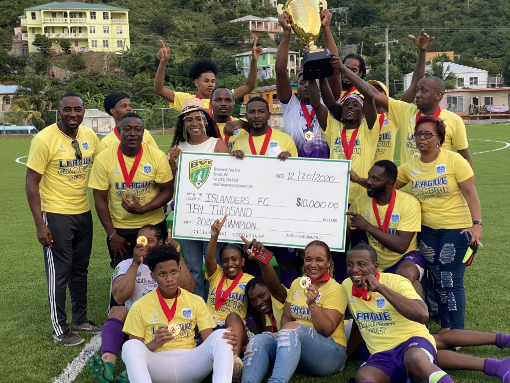 BVI islanders FC receives national league trophy and winner’s check for $10,000