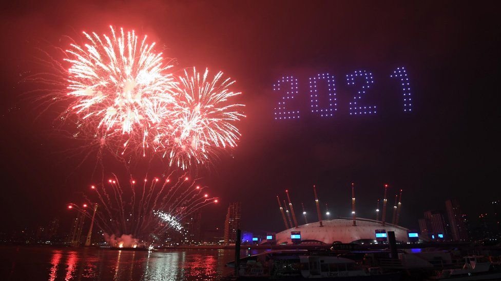 New Year's Eve: UK sees in 2021 with fireworks and light show