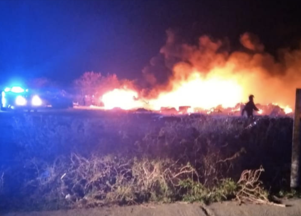 Field fire destroys over 100 bales of recyclables and aluminium