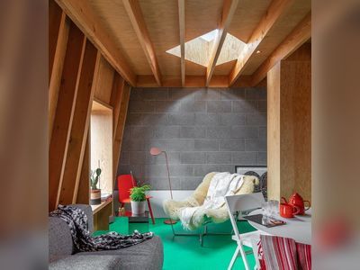 A Gumby-Green Floor Adds Playful Pizzazz to This Rentable Studio in London
