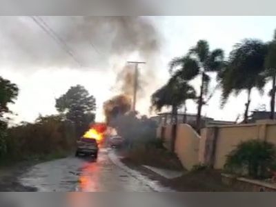 Vehicle bursts into flames on Soldier's Hill