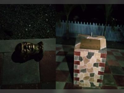 Bust of Omar W. Hodge vandalised