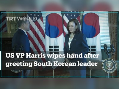 Kamala Harris criticized for wiping  hand after handshake with SoKo president