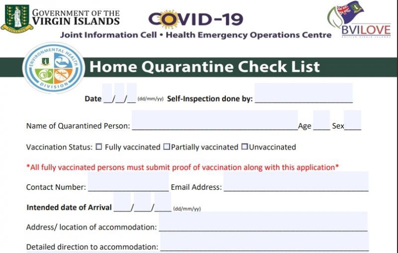 Changes made to home quarantine application process Beautiful Virgin
