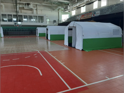 Field hospital set up at Sports Complex, ‘drive-thru’ tests coming