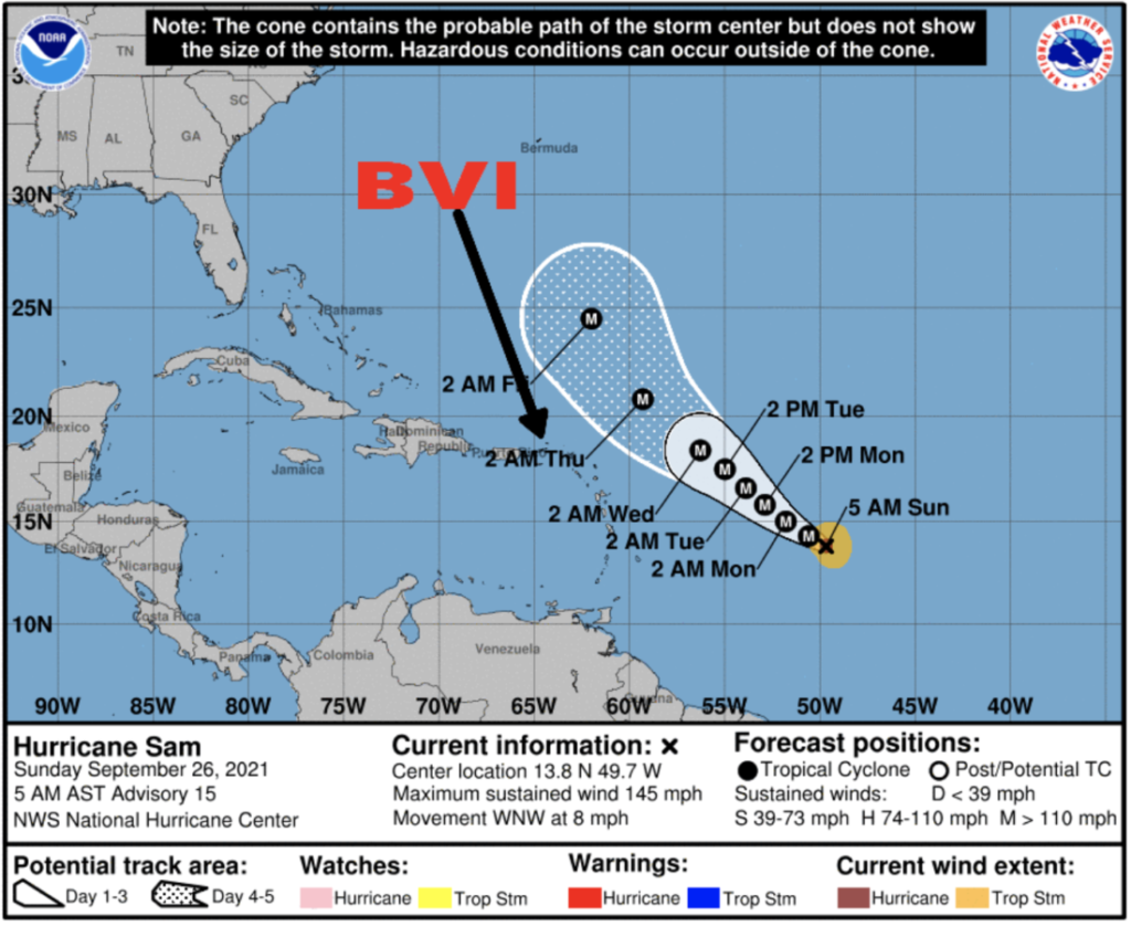 DDM: Hurricane Sam ‘very low threat’ to BVI but keep monitoring