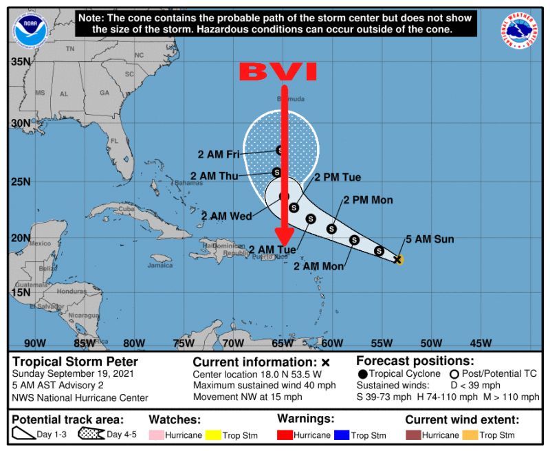 Tropical Storm Peter influencing weather in VI- DDM
