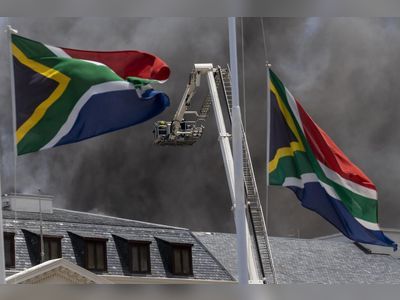 Firefighters battle blaze at South African parliament