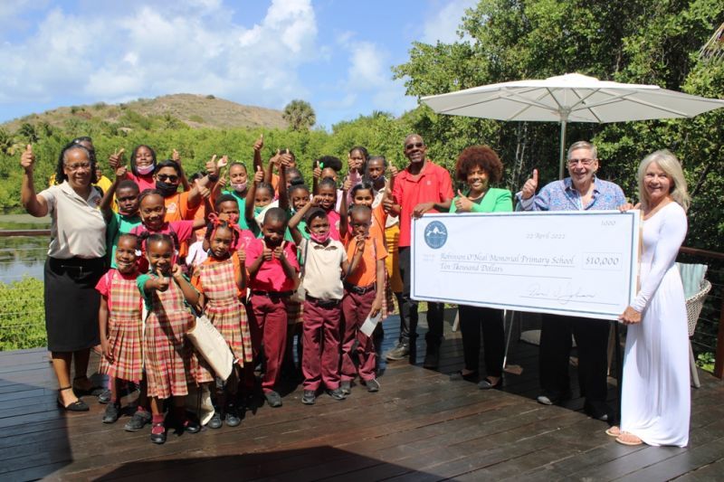 $10K cheque presented to Robinson O’Neal Memorial Primary by North Sound Foundation