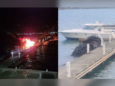 Boat destroyed by fire @ HR Penn Marina in McNamara