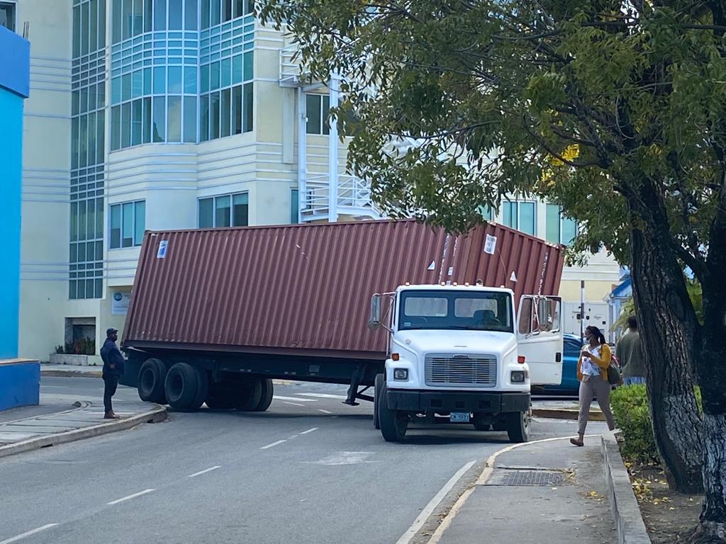 Oops! Trailer tips over in Road Town