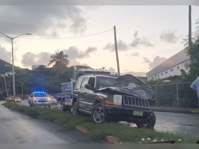Jeep slams into pickup truck on James Walter Francis Drive