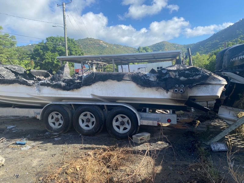 Powerboat burns in Sea Cows Bay