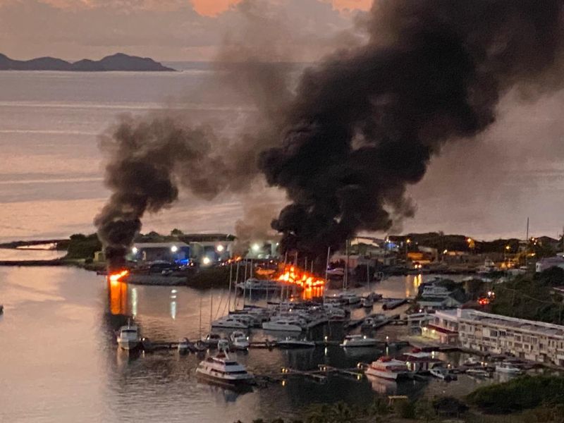 Several boats destroyed by fire @ Road Reef!